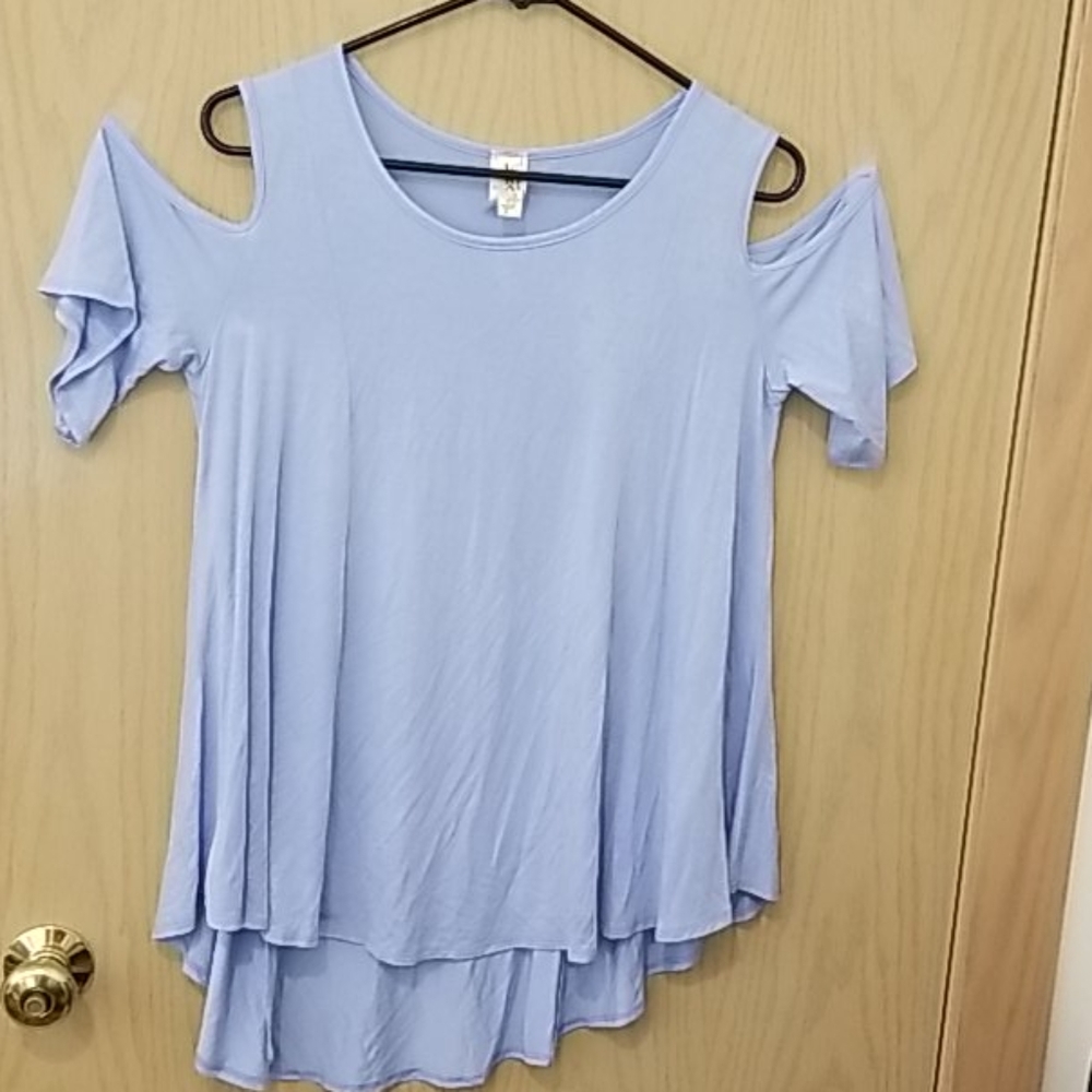 Baby Blue Cold Shoulder Blouse